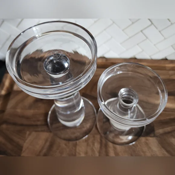 Set of 2 Krosno Poland Clear Glass Candle Holders - Picture 4 of 4
